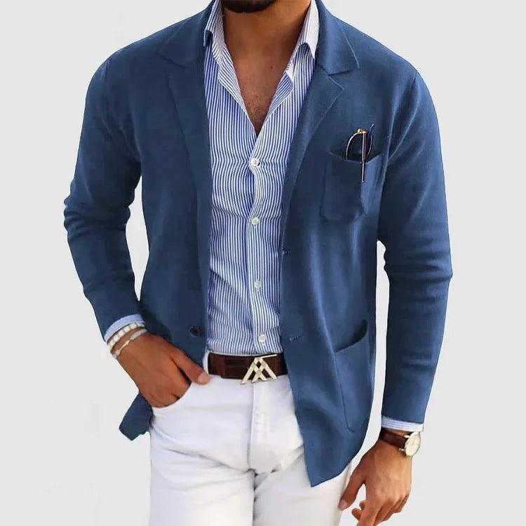 Elegant Herrecardigan med Lommer og Reverskrave