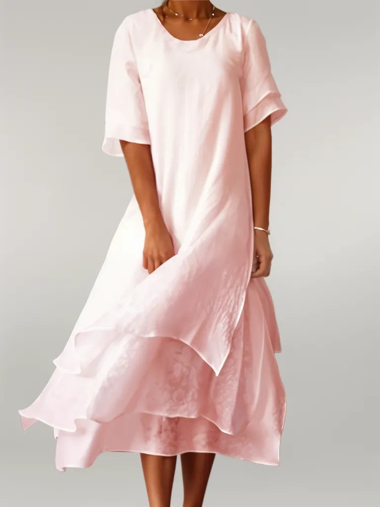 Marjo | Elegant Midi Kjole med Lag