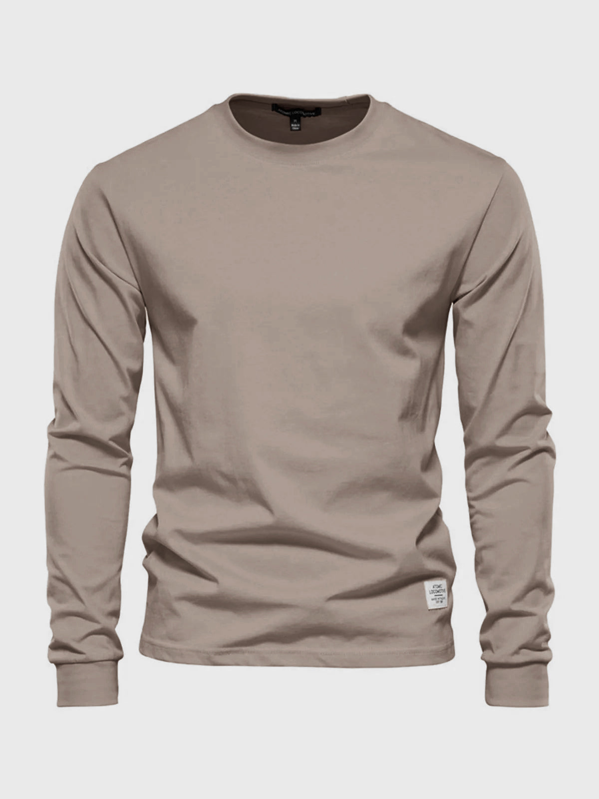 Herre Bomulds T-shirt med Lange Ærmer og Rund Hals