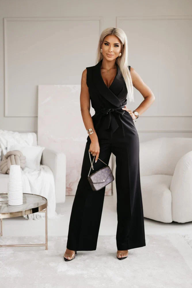 Lærke | V-hals Jumpsuit med Slå-om Detalje