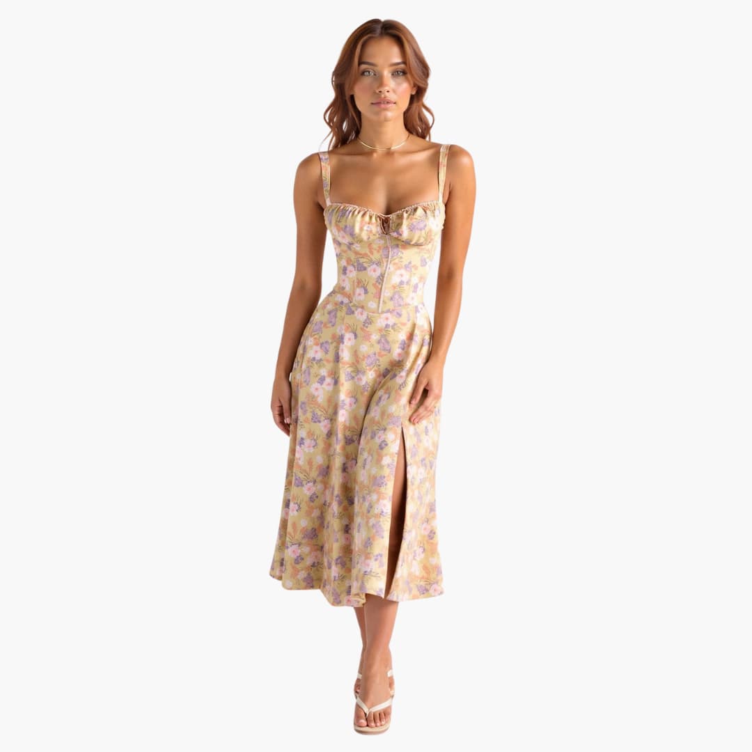 Stella | Kvinders Elegant Midi Kjole med Let Flowy Design