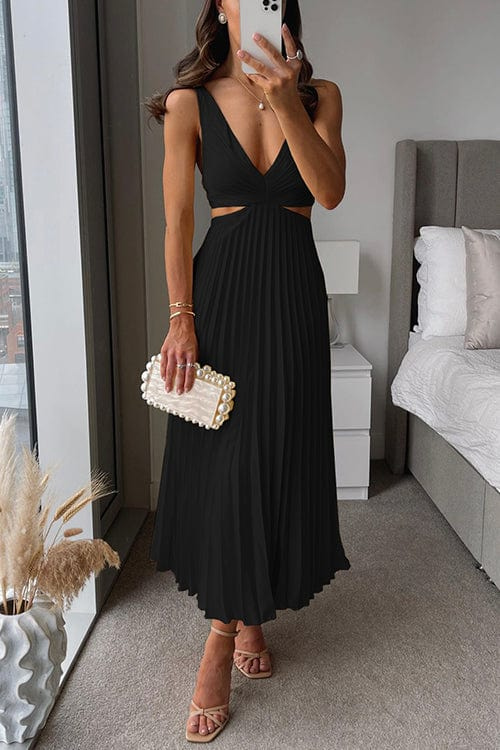 Sanne | Elegant Plisseret Satin Kjole til Kvinder