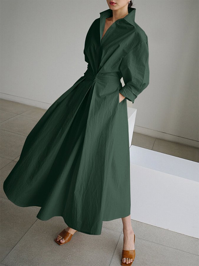 Clémence | Elegant Midi Kjole med Knapper