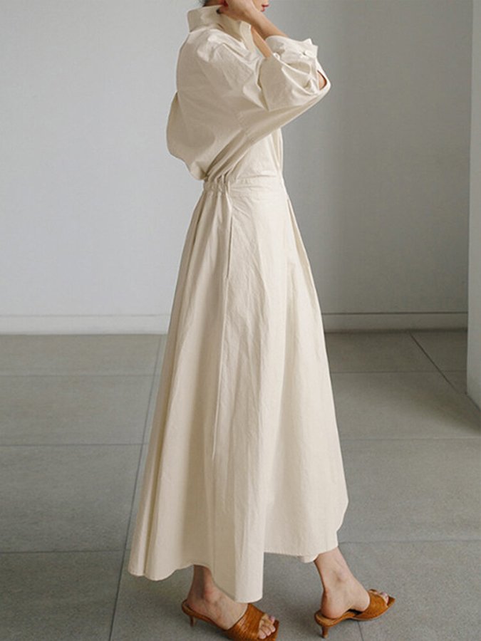 Clémence | Elegant Midi Kjole med Knapper