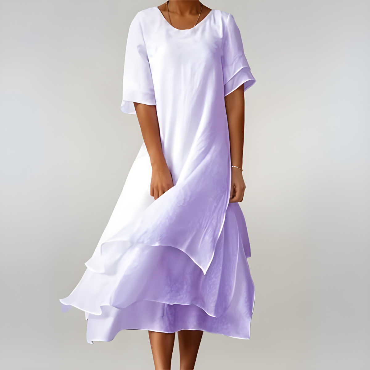 Alizée | Elegant Lagdelt Midi Kjole til Fest
