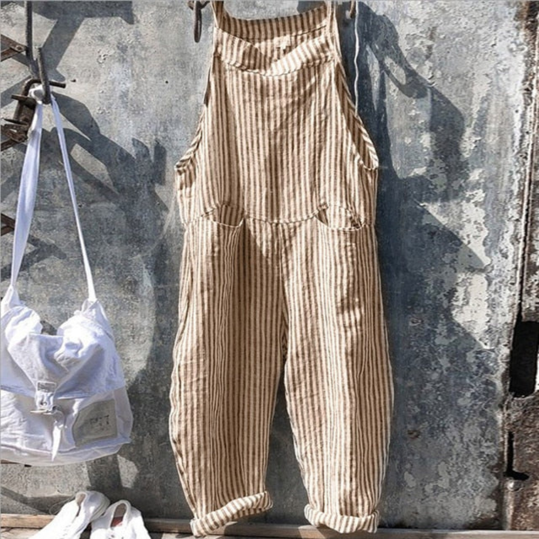 Ærmeløs jumpsuit med afslappet pasform og striber