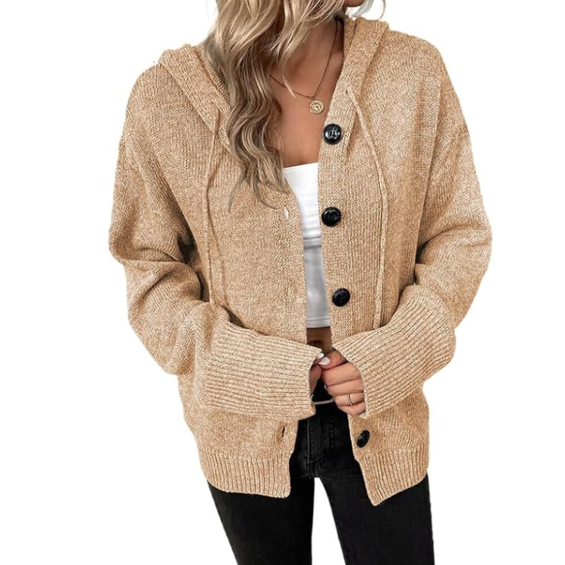 Clara | Dame Strikket Cardigan med Knapper