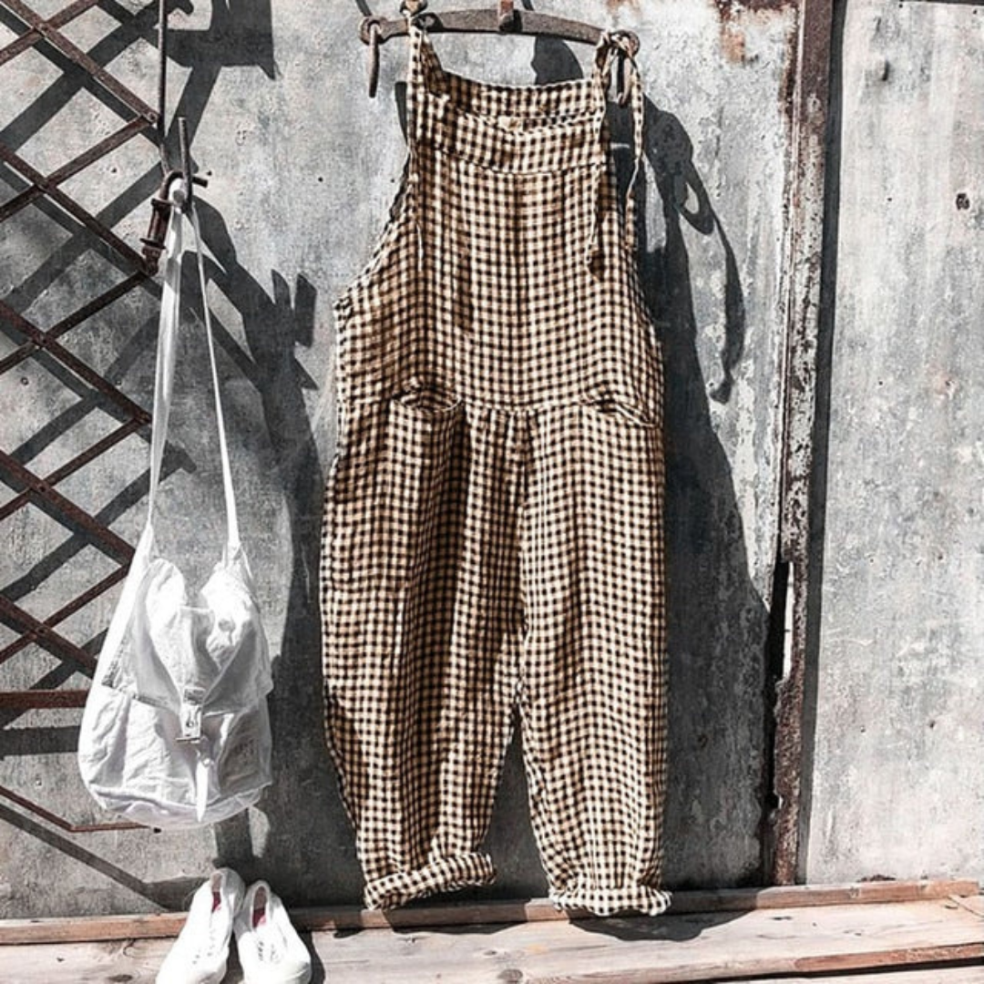 Ærmeløs jumpsuit med afslappet pasform og striber