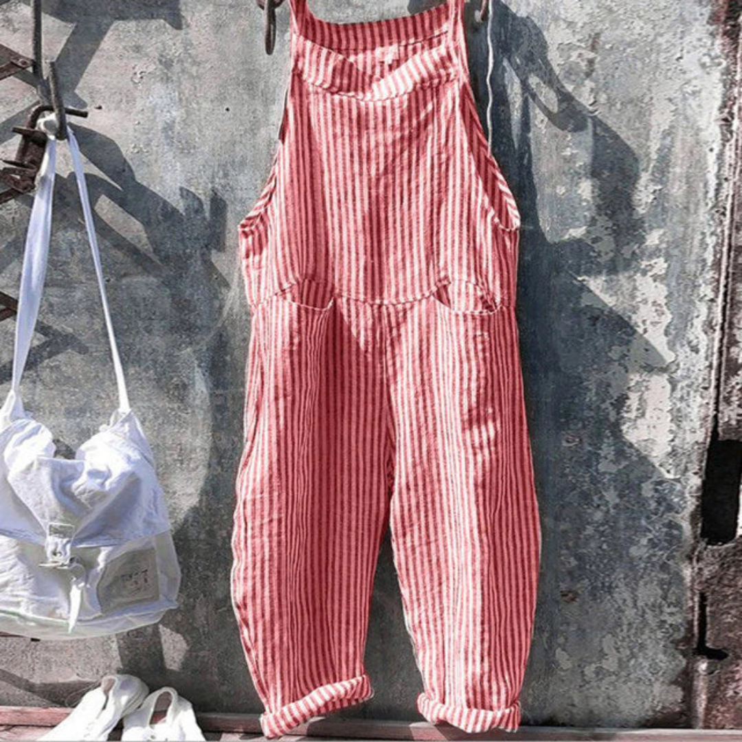 Ærmeløs jumpsuit med afslappet pasform og striber