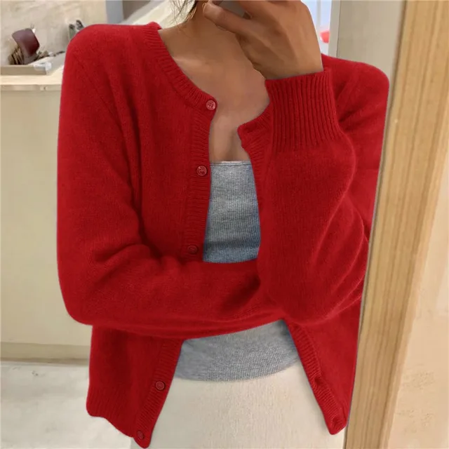 Anne | Strikket Cardigan til Kvinder i Ensfarvet Design