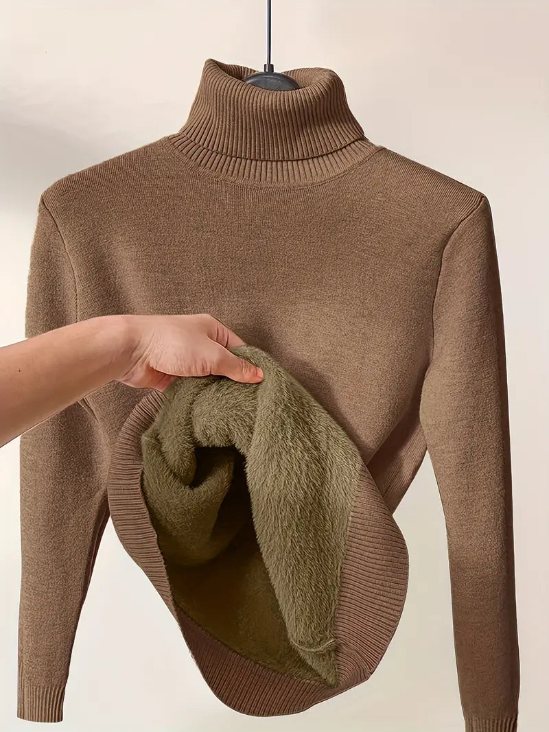 Anja | Varm Vinter Rullekrave Sweater til Kvinder