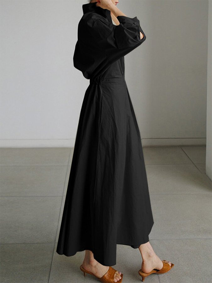 Clémence | Elegant Midi Kjole med Knapper