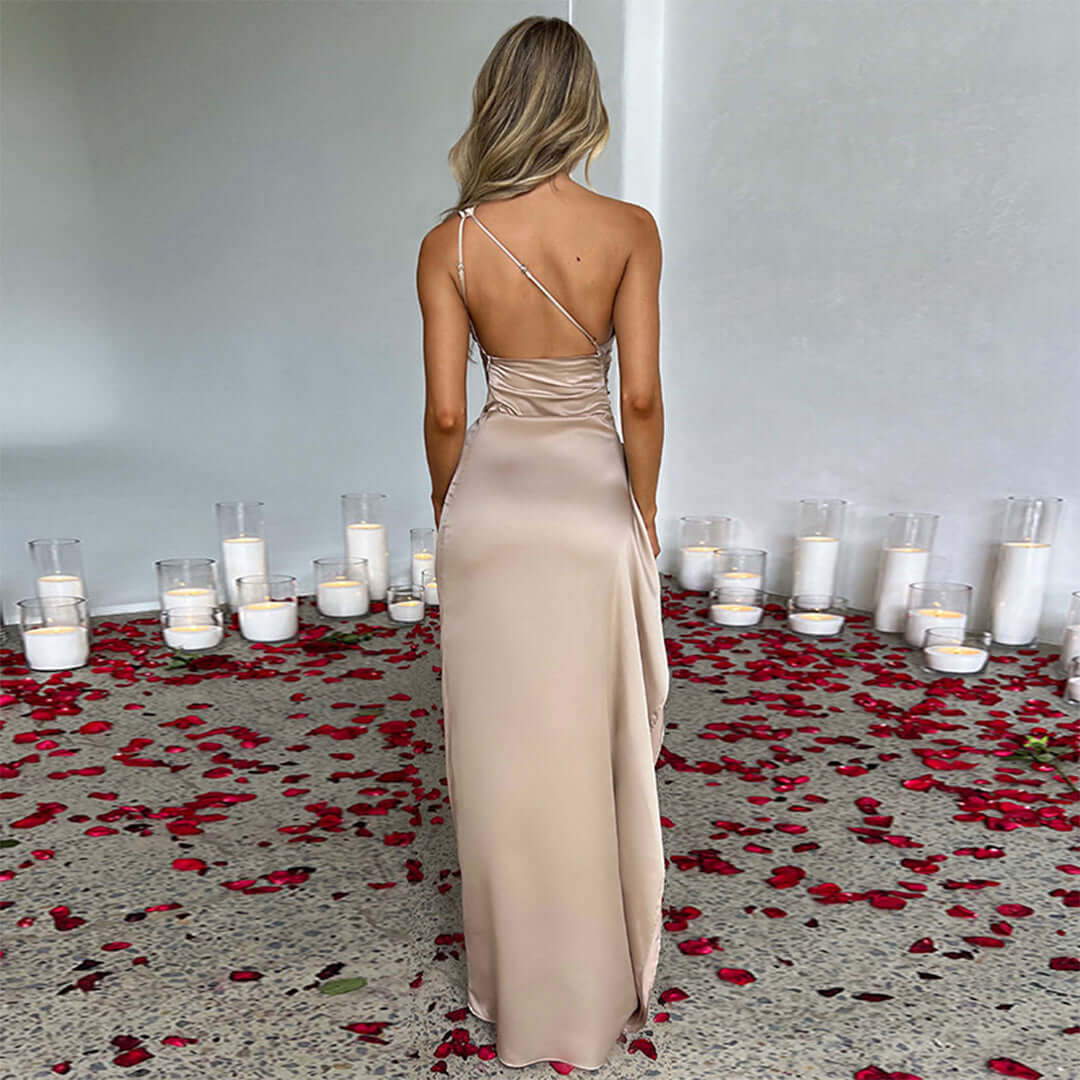 Elegant Lang Satin Kjole til Kvinder