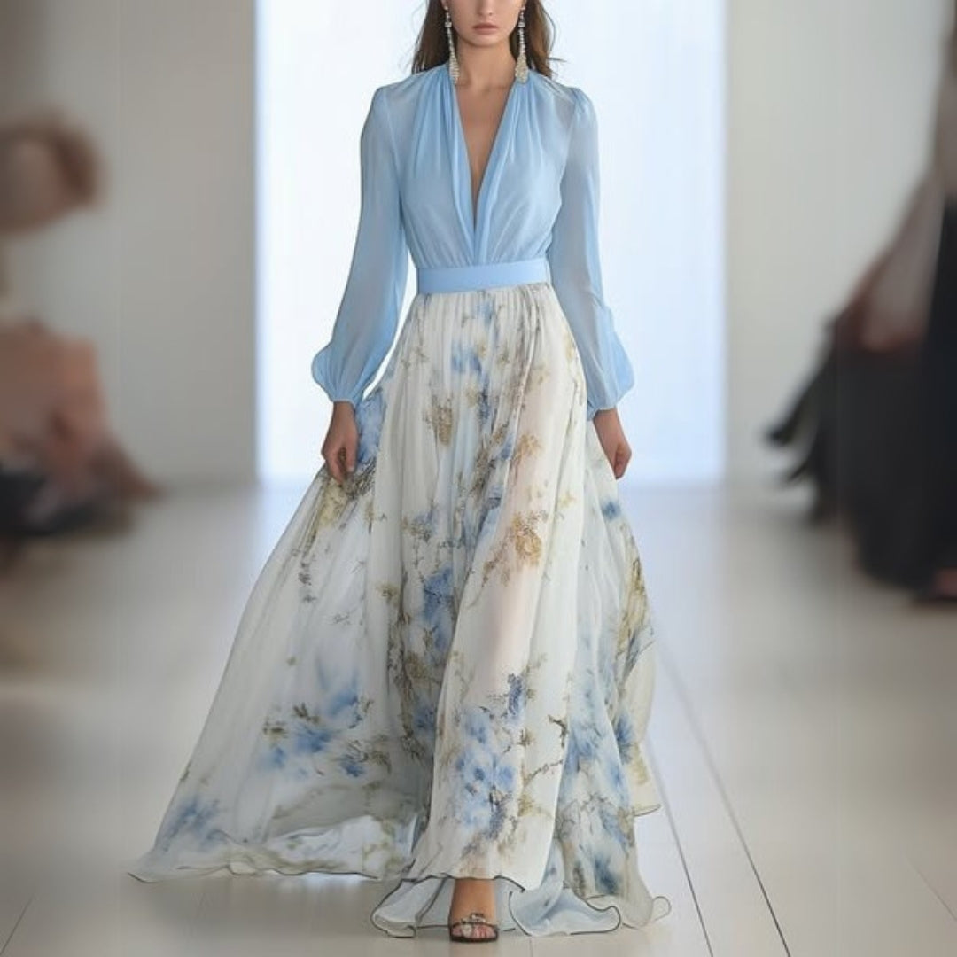 Dolores | Elegant Blomstret Maxikjole til Sommerfest