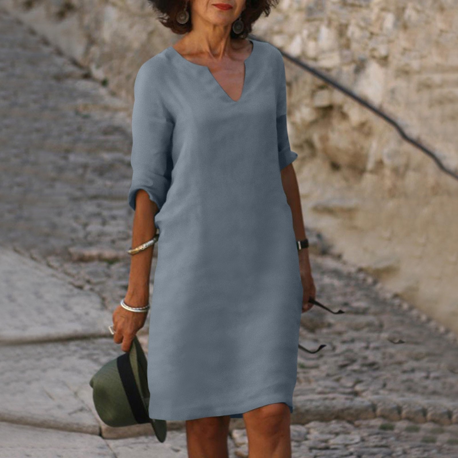 Anette | Elegant V-hals Kjole til Sommer