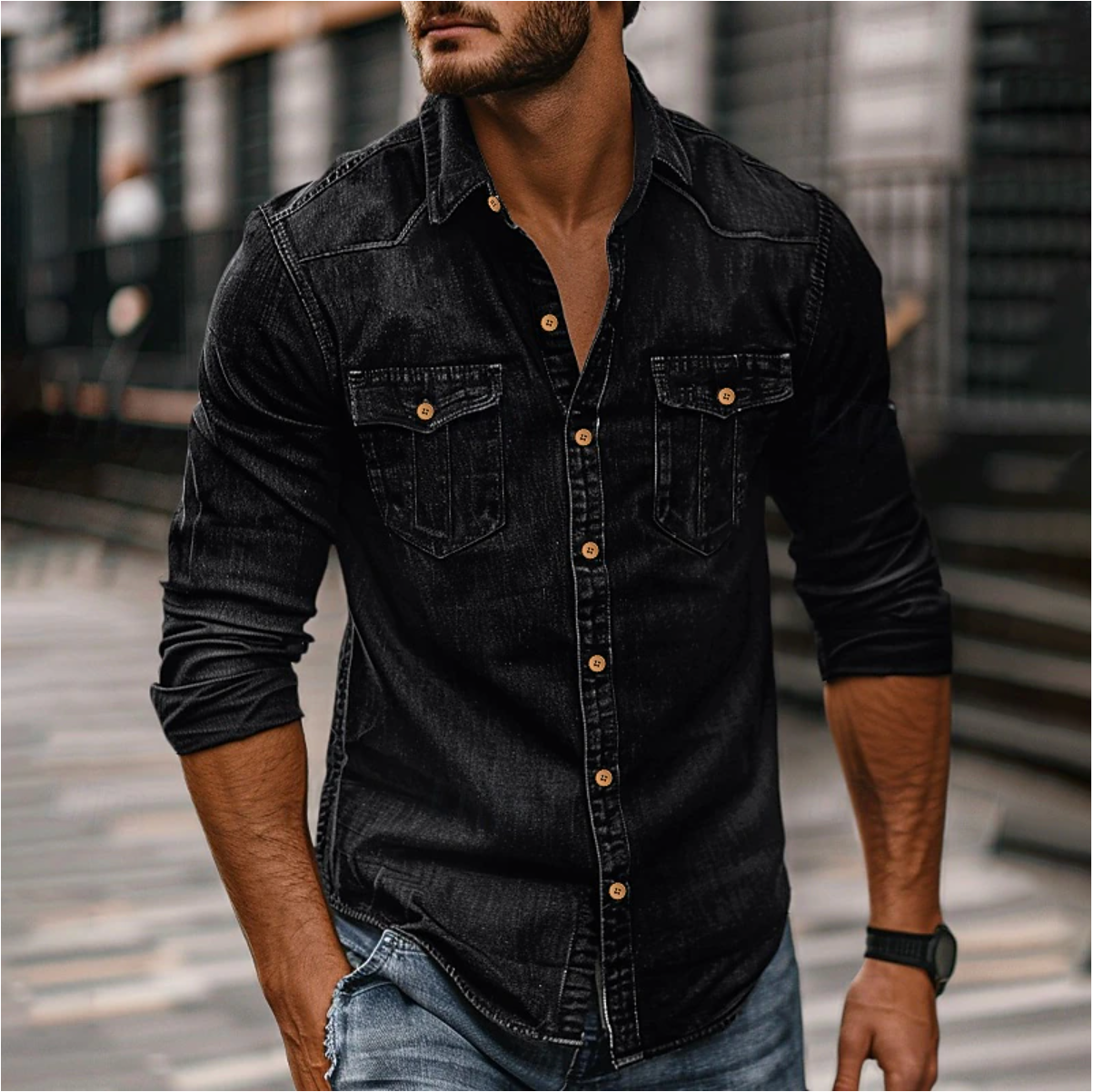 Hans | Denim Skjorte til Mænd