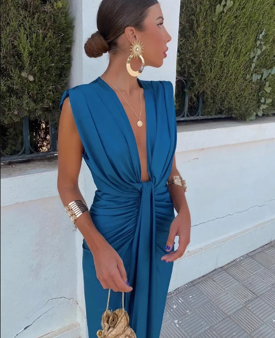 Darcy | Elegant Plisseret Maxi Kjole til Kvinder