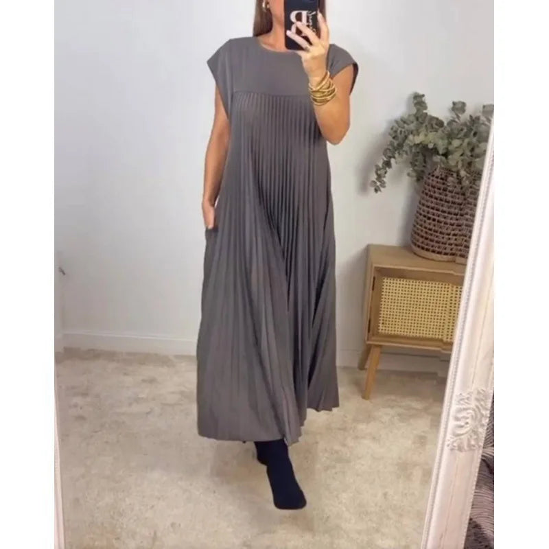 Tamara | Elegant Plisseret Maxikjole til Fest