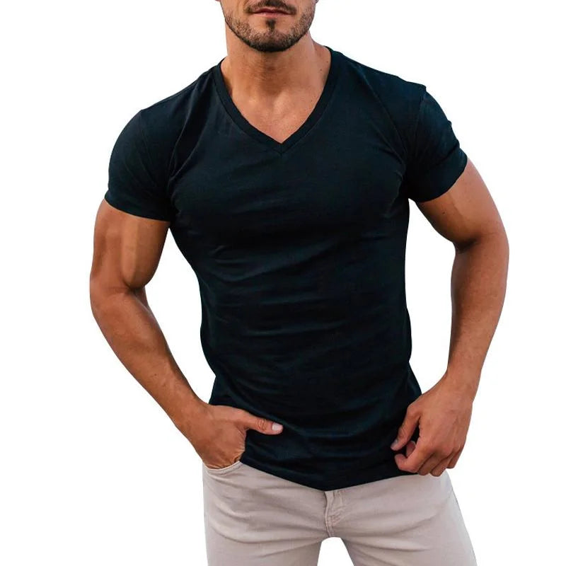 Mads - Slim-Fit V-udskåret T-shirt