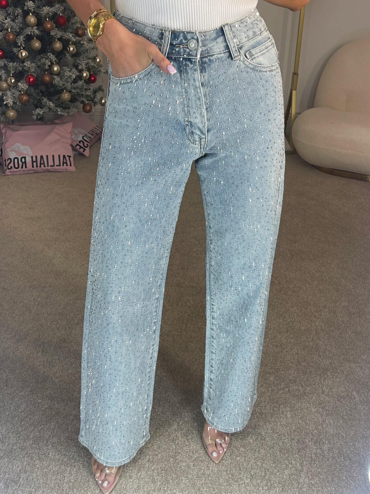 Damejeans med Glimmer til Fest