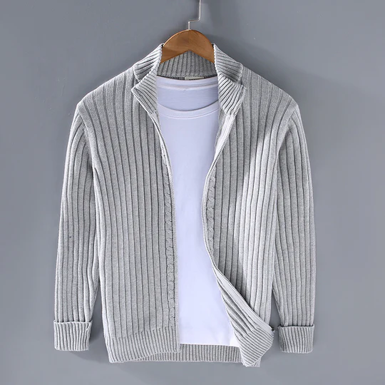 Anders | Cardigan i slim fit med lynlås til mænd