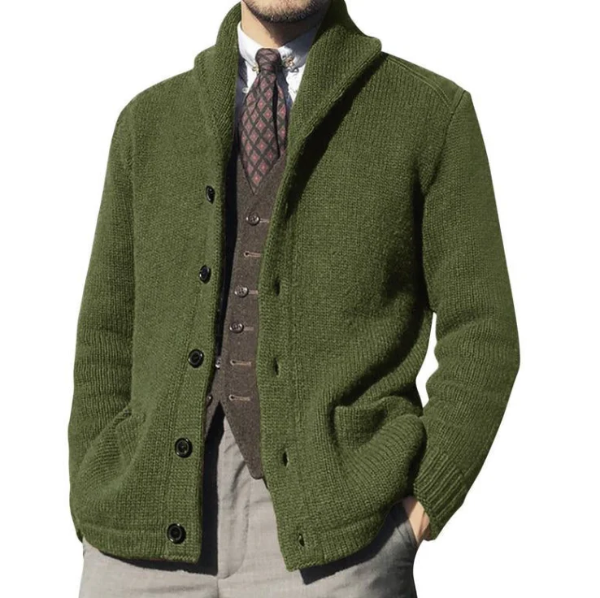 Emil | Klassisk cardigan med knapper og høj krave til mænd