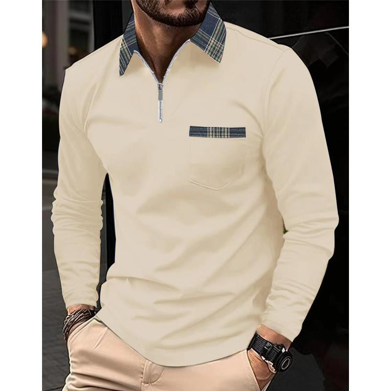 Hugo | Langærmet Poloshirt med Tern og Lynlås