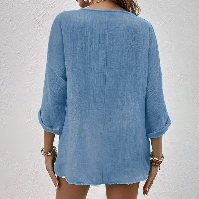 Dame T-shirt med V-hals