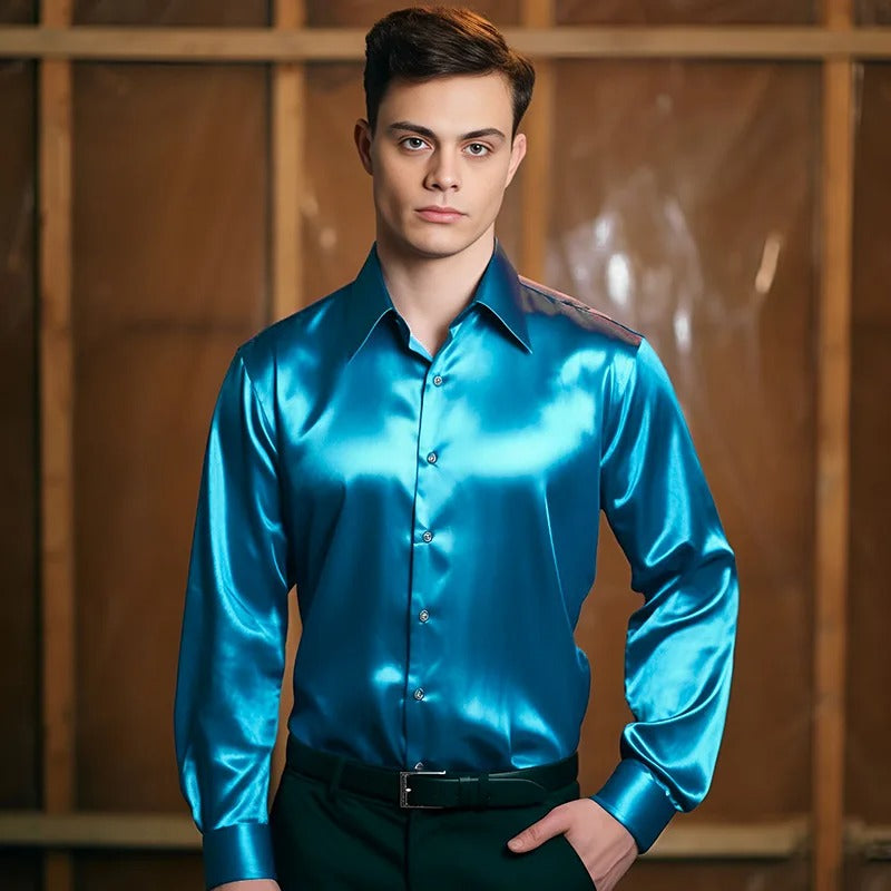 Lucas | Satin Skjorte til Elegant og Raffineret Look