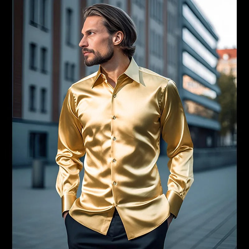 Lucas | Satin Skjorte til Elegant og Raffineret Look