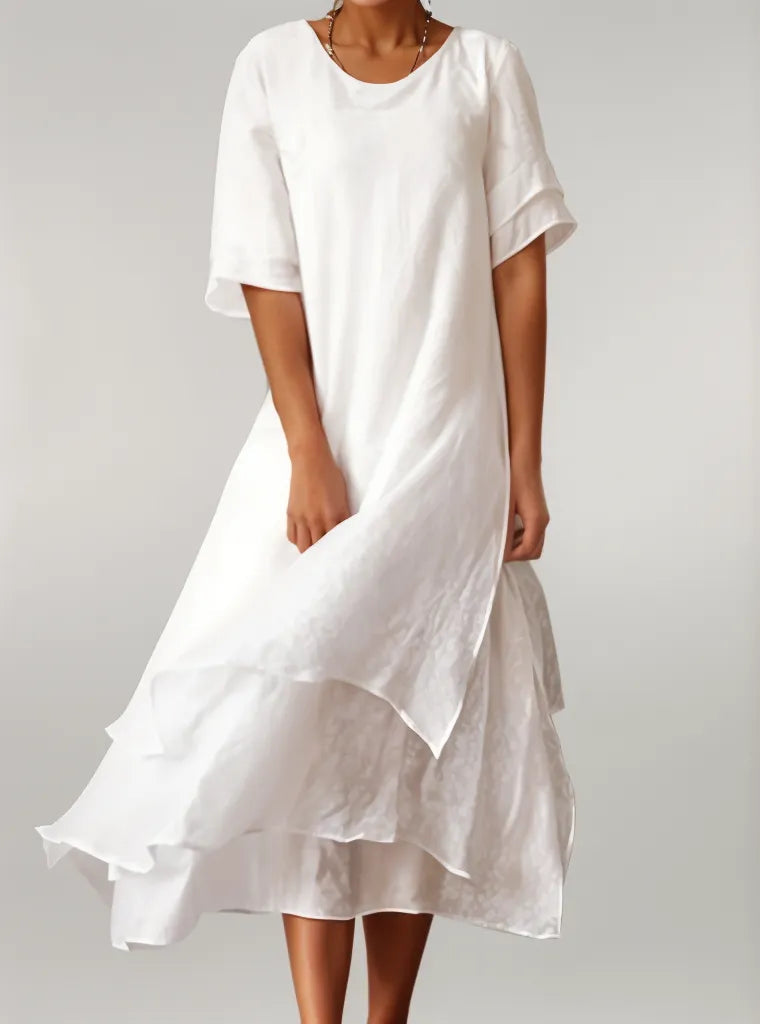 Marjo | Elegant Midi Kjole med Lag
