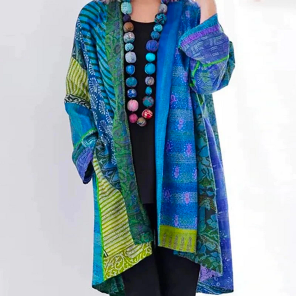 Birgitte | Vintage Multifarvet Cardigan til Kvinder