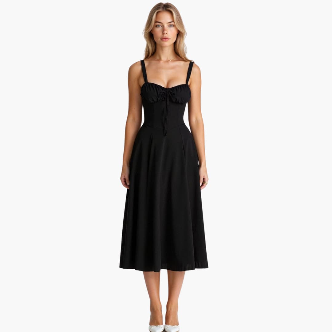 Stella | Kvinders Elegant Midi Kjole med Let Flowy Design