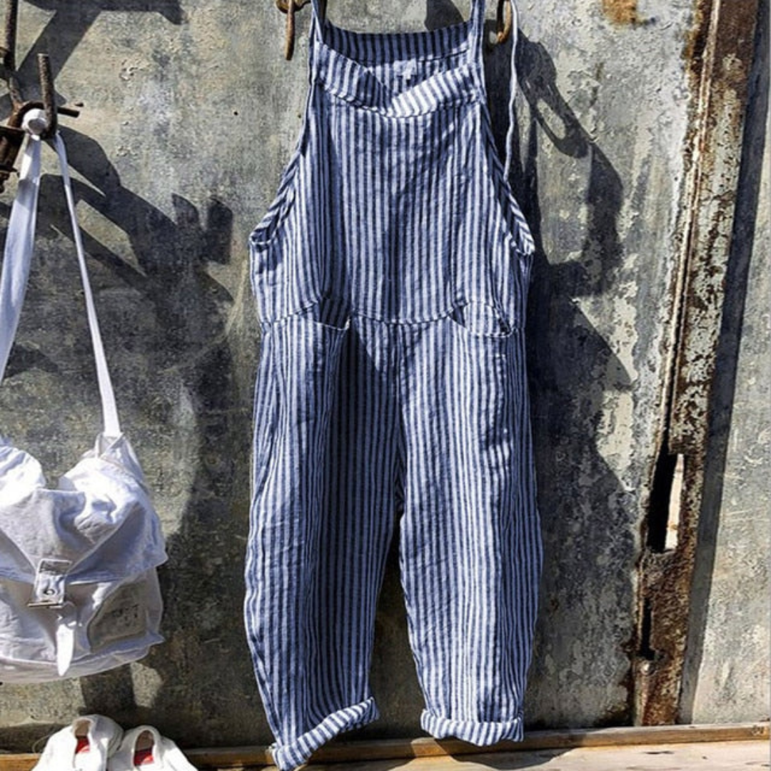 Ærmeløs jumpsuit med afslappet pasform og striber