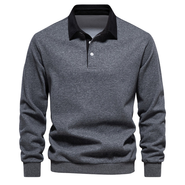 Elegant Herre Langærmet Polo T-shirt