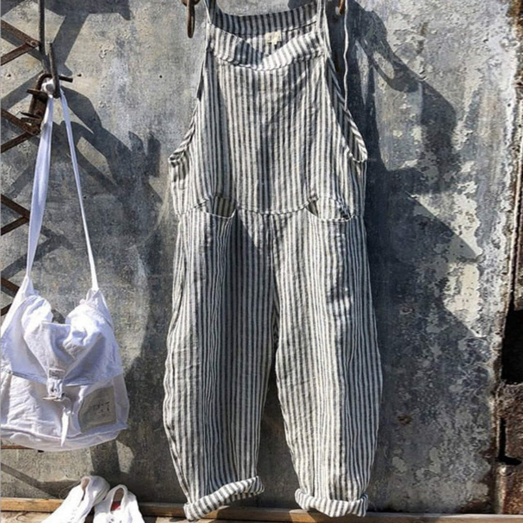 Ærmeløs jumpsuit med afslappet pasform og striber