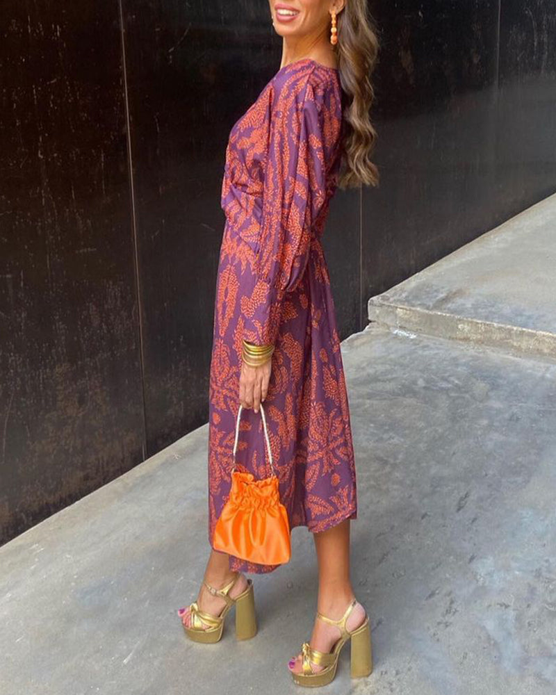 Charlotte | Elegant V-hals Kjole med Print