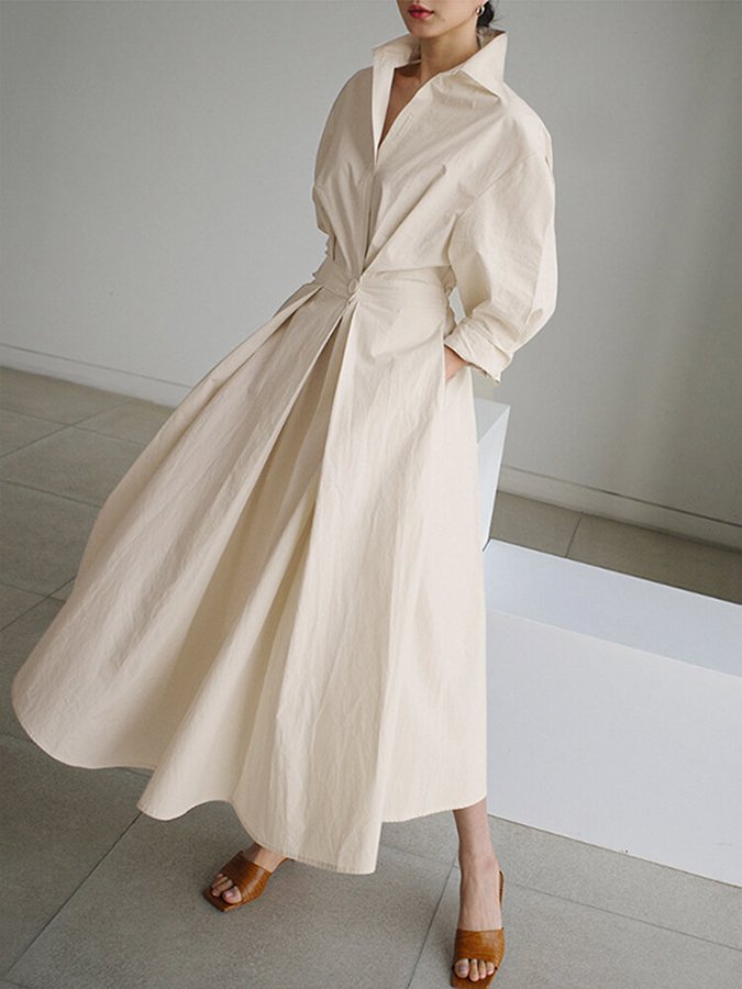 Clémence | Elegant Midi Kjole med Knapper