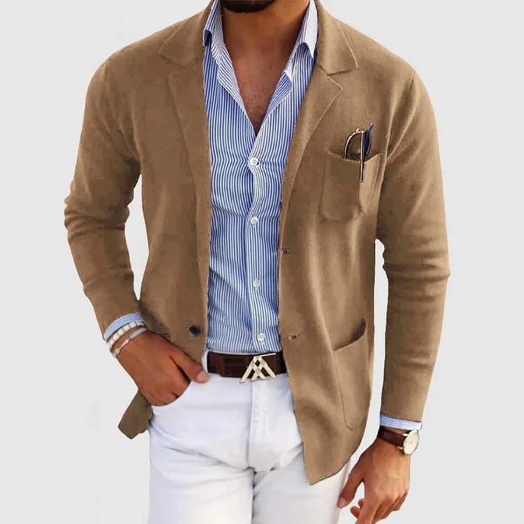 Elegant Herrecardigan med Lommer og Reverskrave