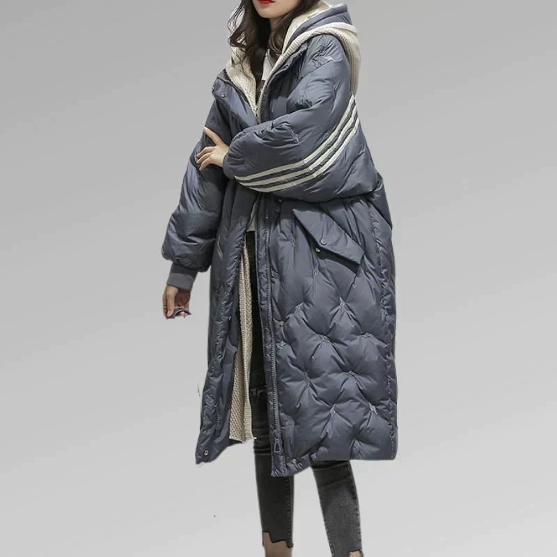 Aya | Lang Vinterjakke med Quiltet Design til Kvinder