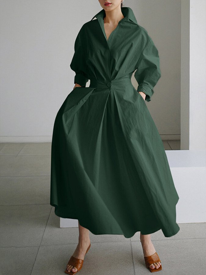 Clémence | Elegant Midi Kjole med Knapper