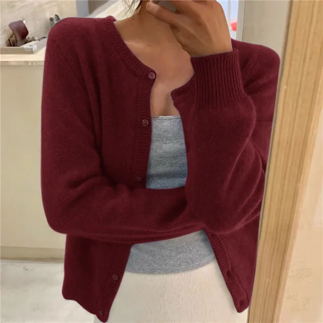 Anne | Strikket Cardigan til Kvinder i Ensfarvet Design