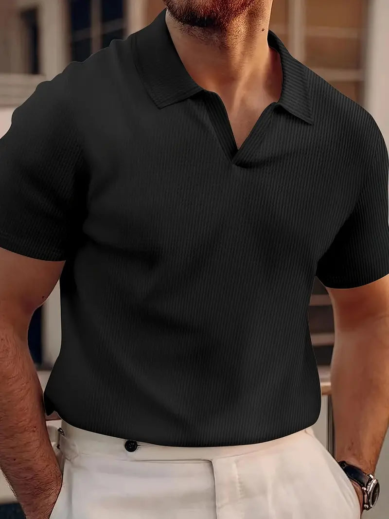 Herre V-Hals Kortærmet Polo T-Shirt