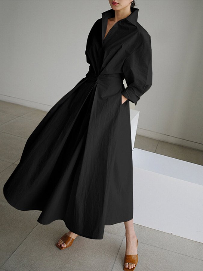 Clémence | Elegant Midi Kjole med Knapper