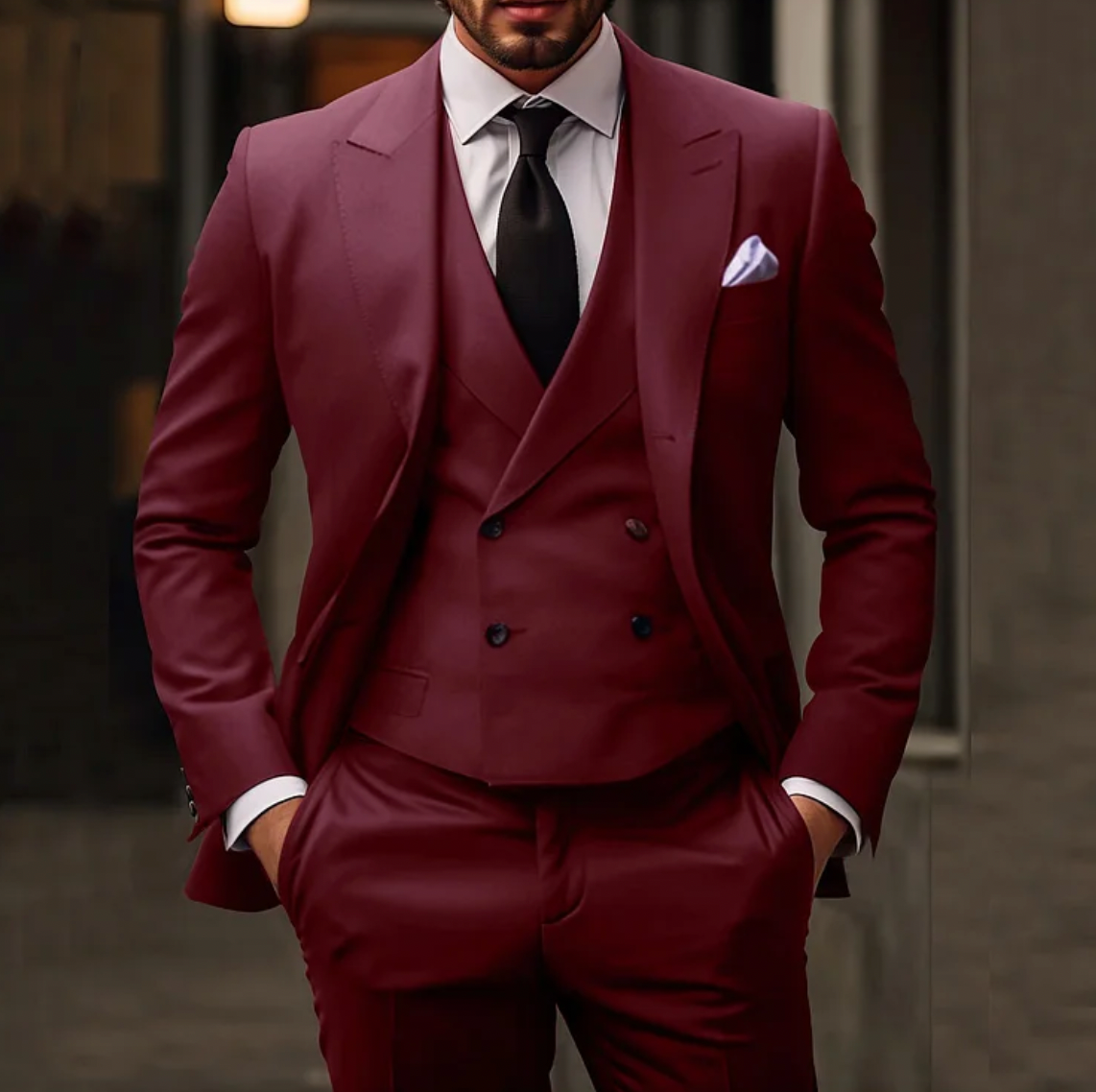 Harvey | 3-delt Herresæt med Klassisk Blazer, Vest og Bukser
