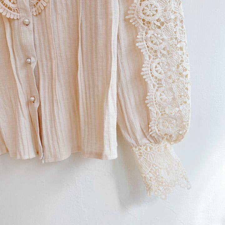 Klassisk Og Elegant Damebluse Med Blonde