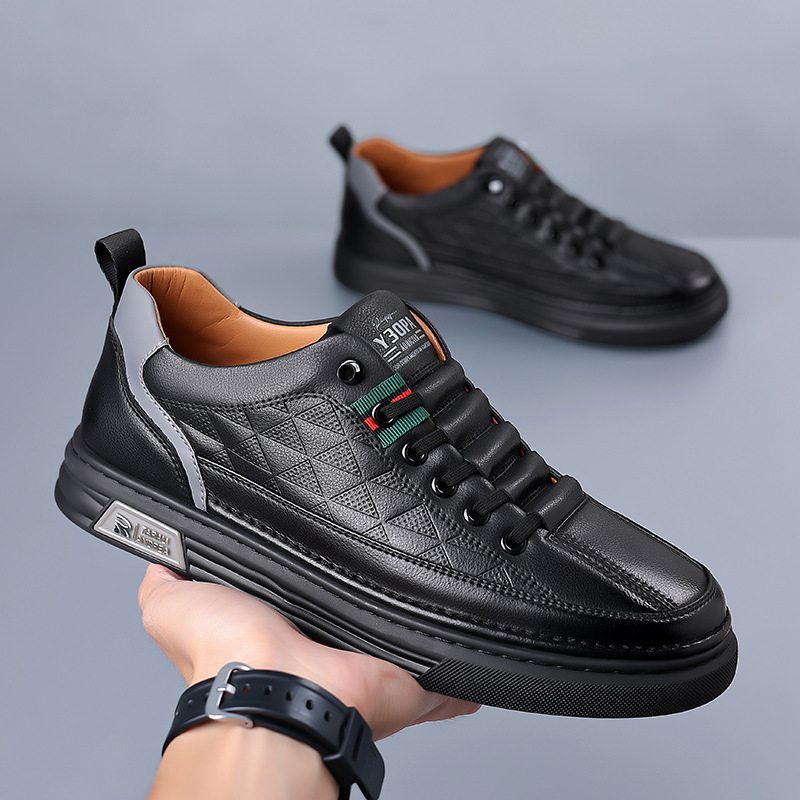 Læder sneakers til mænd med stilfuldt design