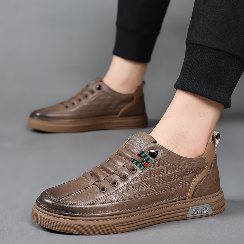 Læder sneakers til mænd med stilfuldt design