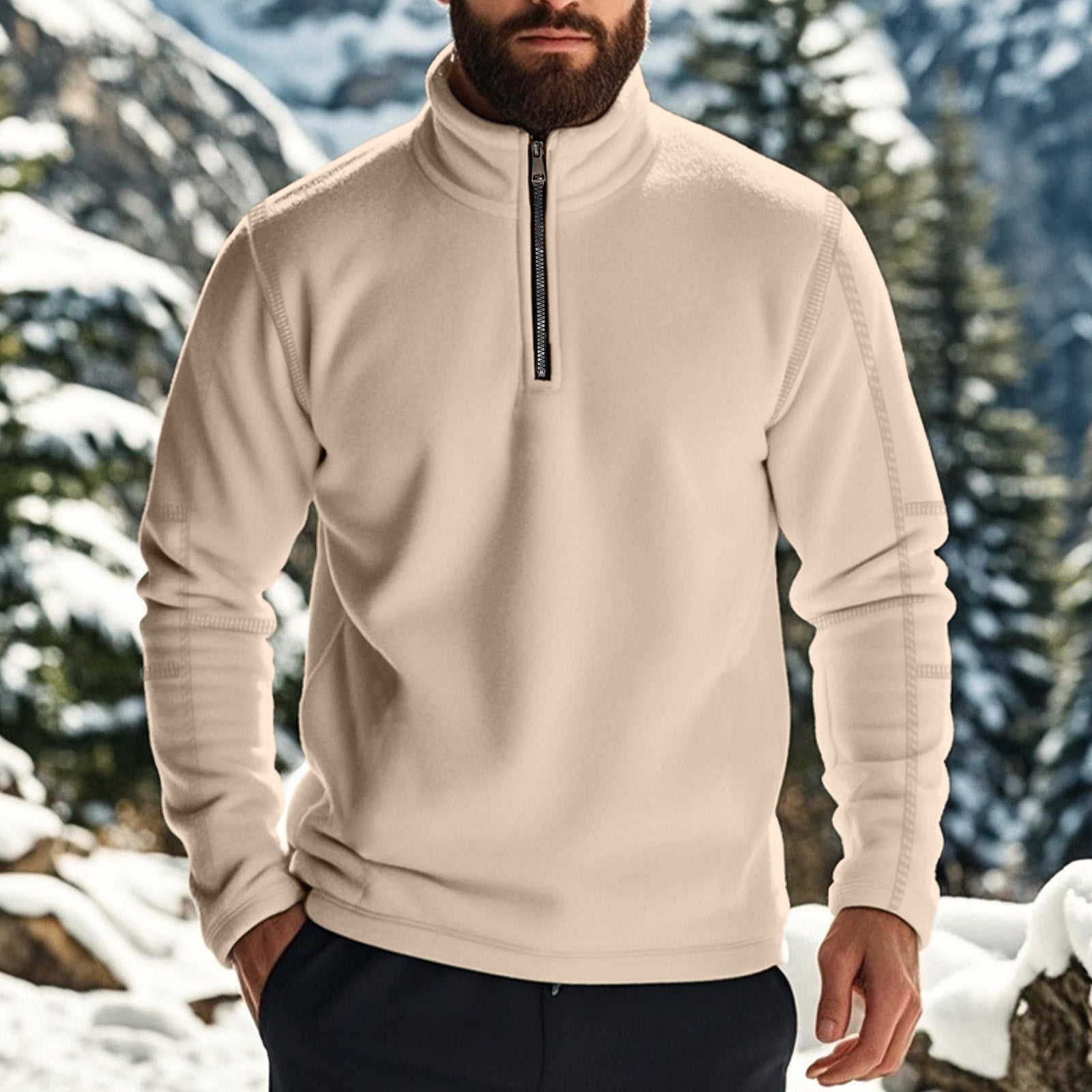 Rasmus | Fleece sweater med lynlås til mænd