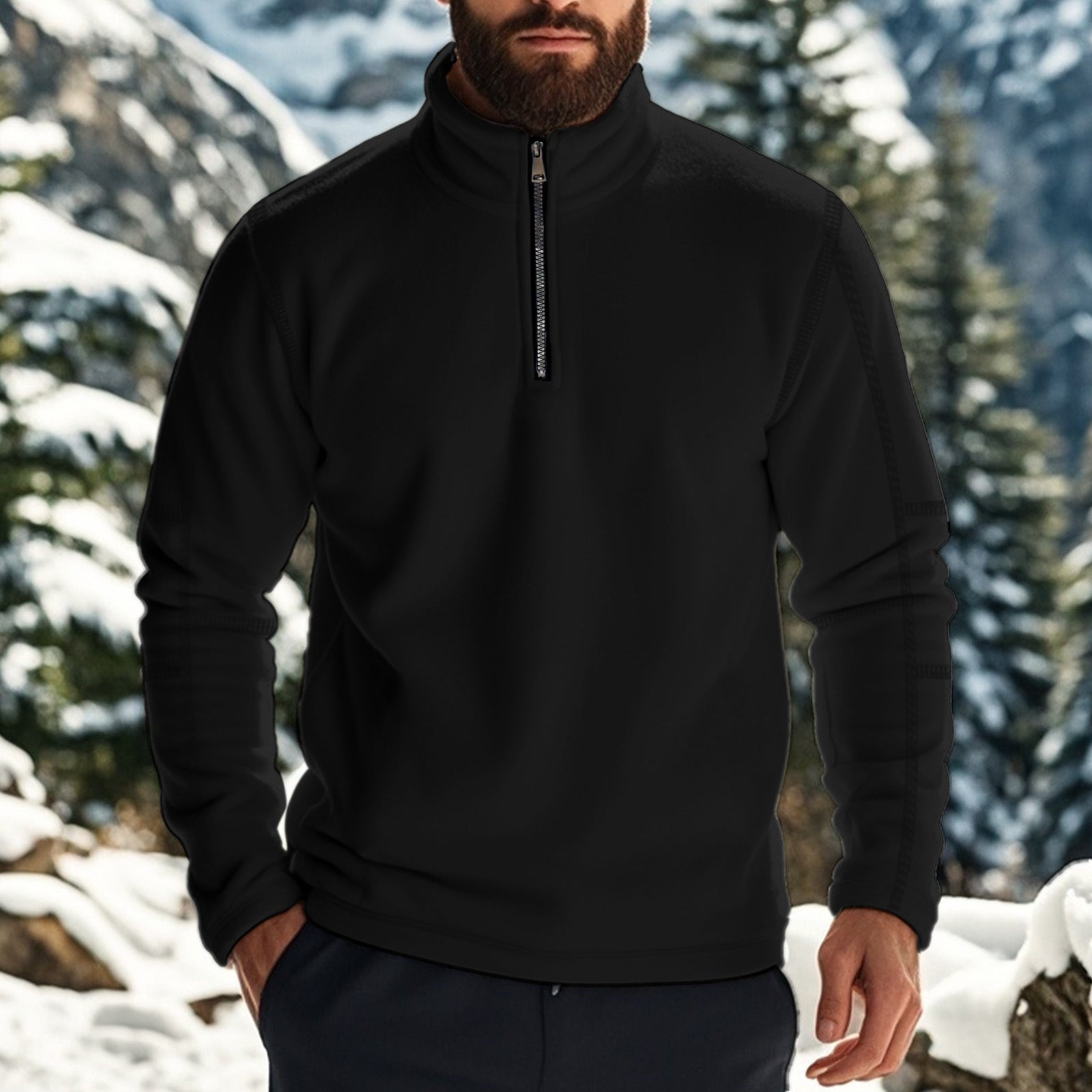 Rasmus | Fleece sweater med lynlås til mænd